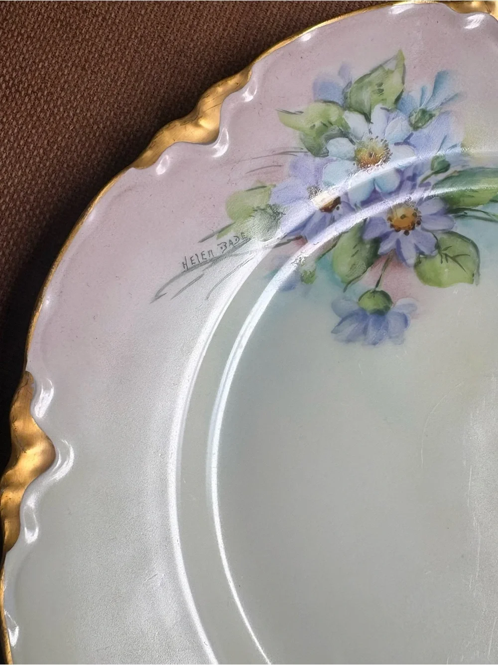 Antique Hutschenreuther Selb Bavaria Hand Painted Floral Plate Artist Signed